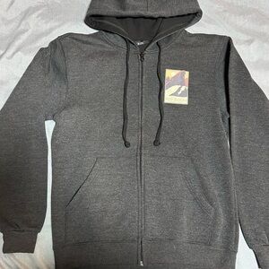 Charcoal Zip-Up Hoodie with Red Rocks Patch